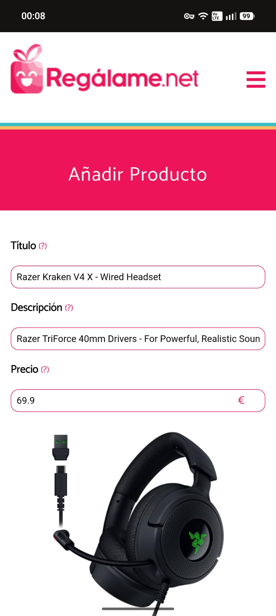 Product data extracted automatically by Regalame